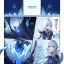 Placeholder: Genshin woman, Clear Focus High resolution, Calm Background, Light skinned woman, Black long beatiful hair, Dark blue sparkling eyes, Very Beatiful Face, Splash art, Comic