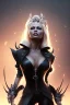 Placeholder: Pamela Anderson as evil queen in black leather, leather, busty, cleavage, angry, stern look. character design by cory loftis, fenghua zhong, ryohei hase, ismail inceoglu and ruan jia. unreal engine 5, artistic lighting, highly detailed, photorealistic, fantasy