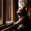 Placeholder: bear waiting for bunny by window