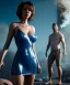 Placeholder: Realistic image, waist up view, a woman making the fuck off gesture with his hand, blue smoke coming out of his nose and mouth, happy. Latex inflatable dress, soft color, highly detailed, unreal engine 5, ray tracing, RTX, lumen lighting, ultra detail, volumetric lighting, 3d, finely drawn, high definition, high resolution.