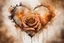 Placeholder: double exposure, merged layers, roses with dynamically blazing fire in ochre, ink splatter art, watercolor and ink, golden glitters, double exposure heart and love