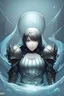 Placeholder: Motoko Kusanagi from Ghost In The Shell (1995), clad in medieval stell plate armour, melancholic, alone, big blue eyes, perfect, beautiful