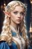 Placeholder: sixteen years old elf girl, blue eyes, blond hair, dressed in aristocratic robes