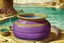 Placeholder: A purple bay with boiling water designed in ancient Egyptian pottery painted by Albrecht Durer