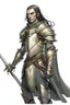 Placeholder: d&d high elf knight male in his thirties wearing medieval armor with hands behind her back