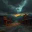 Placeholder: a small wild west town with gloomy skies fantasy art