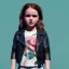 Placeholder: Zoey deutch toddler, full body, leather jacket, floral shirt, floral skirt, Nike sneaker, soft skin, city background, dramatic lighting, hyper realistic