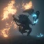 Placeholder: All Black Feild mouse, white smoke, dark, rage, high definition, ultra 8 k, volumetric lighting, blue fire, fog