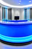 Placeholder: Blue circular reception desk