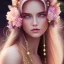 Placeholder: bright fairy, beautiful portrait,long hair, flowers