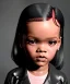 Placeholder: Rihanna toddler, full body, leather jacket, soft skin, dramatic lighting, hyper realistic