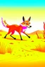 Placeholder: A fox runs after animals in the desert and kills everyone it meets cartoon 2d