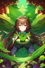 Placeholder: rave poster with Four-leaf clover girl with brown hair and catears