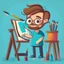 Placeholder: illustration of a man in a art studio, cute avatar