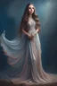 Placeholder: ethereal, ethereal dress, goddess, beautiful woman, dreamy, long wavy hair, big eyes, sophisticated,, hyper realistic, hyperrealism, photoreal, realistic, photorealistic, soft pastels, full-body, standing, long shot, wide angle