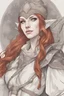 Placeholder: portrait, dungeons and dragons, wood elf, charming, redhead, druid