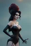 Placeholder: Amy Dumas as evil queen in black leather gown, evil, busty, cleavage, curvy, angry, stern look. character design by cory loftis, fenghua zhong, ryohei hase, ismail inceoglu and ruan jia. unreal engine 5, artistic lighting, highly detailed, photorealistic, fantasy