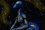 Placeholder: An indigo galaxy with an alien queen designed in ancient Roman mosaics painted by Georges Seurat
