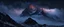Placeholder: one single mountain sharp face rises out of the mist into the night sky. cinematic lighting, realism,HD, jordan grimmer, artstation, grim mood, from below camera angle. a masterpiece, 8k resolution