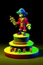 Placeholder: An pixel fantasy 3d model of a mini figure collectiables standing on a round podium: "PixelPirateWraith": A swashbuckling ghostly pirate, complete with pixelated peg leg, spectral parrot, and a treasure chest that emits a faint glow.