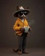 Placeholder: Cool Dude. slender sophisticated Oriental shorthair Siamese chocolate point cat cat standing upright on two legs wears a chunky mustard knit cardigan, patterned trousers and a wide-brimmed felt hat, cradling a steaming ceramic mug in one paw with supreme nonchalance. Exaggerated long whiskers and circular dark sunglasses complete the effortlessly cool ensemble. Full-body photorealistic 3D character render against a moody warm-grey studio background with dramatic side light