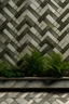 Placeholder: Wall tiles with a herringbone pattern made from concrete and moss.