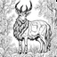 Placeholder: create a coloring book page of a realistic of a markhor , high contrast, easy to color, black and white, vector,