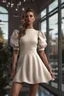 Placeholder: full-body photorealistic girl wearing a vanilla ice puff sleeves mini dress, photoreal, realistic