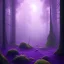 Placeholder: rainy forest with a purple planet over the land