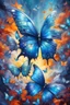 Placeholder: vibrant psychedelic oil painting image, airbrush, 64k, cartoon art image of background SAPPHIRE and GREY BUTTERFLIES , futurism style