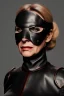 Placeholder: executioner in black leather, mature woman, skintight eye mask, cleavage, evil, angry, steam punk, 8k,dark