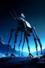 Placeholder: I want an image of a eight legged spiderlike mechanical walker mech scaling the side of mout everest at night