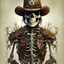 Placeholder: leroy nieman splash color painting of a skeleton cowboy, portrait, creepy, diffusion, expressionism, dark background