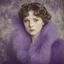 Placeholder: Dorothy,,purple fur, flowered wallpaper background, old autochrome