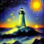 Placeholder: Fantasy, light house, Rocks, lighting, surreal, waves crashing below, 8k, sunset, sketch by Van Gogh in oil