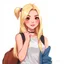 Placeholder: a popular girl, blonde, digital art, stylised, late 2000s, high schooler