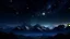 Placeholder: 8k landscape realistic, Background: A mountain range, bathed in the cold glow of distant stars and constellations. The landscape is desolate and dark with the sky filled with stars and the moon, with jagged mountain peaks rising from the frozen ground. The sky is filled with numerous nebulas and constellations, adding an air of mystery and intrigue with a small winter cabin nestled in the valley of the mountains as the peaks tower over it. There is gentle snowfall.