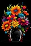 Placeholder: Acrtoon 2d art illustration . Colourful flowers wears a black glass