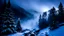 Placeholder: ,fir forrest scenery, heavy mist,mist shadows,valley,creek,forest,,tree,,nature,night,snow,fir tree,night,holy night