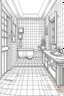 Placeholder: Outline art, simple House interior design, toilet, cartoon style, thick lines, low details, --ar 9:11