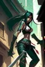 Placeholder: a woman with a Ninja's Machete standing in front of a building, akali, akali from league of legends, league of legends concept art, league of legends splash art, riot games concept art, league of legends character art, league of legends art, official splash art, iconic character splash art, beautiful female assassin, league of legend, league of legends art style