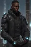 Placeholder: futuristic black man character, ultra hd et realistic art cyberpunk