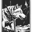 Placeholder: Propaganda poster black and white killing wolf with spear