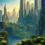 Placeholder: New York city turned into a dschungle, 8k, extremly detailled, nature, forest, broken city, stones, gras, cyberpunk, night, shining, black panther