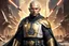 Placeholder: star wars bald male corellian jedi pilot wearing black and gunmetal grey old republic armored robes with gold trim, alone, battle-ready Jedi Master defending a ruined ancient city surrounded by golden light, centered head and shoulders portrait, hyperdetailed, dynamic lighting, hyperdetailed background, 8k resolution, volumetric lighting, light skin, fully symmetric details