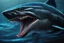 Placeholder: Black shark in 8k venom drawing, symbiote effects, blue lights, sea, intricate details, highly detailed, high details, detailed portrait, masterpiece,ultra detailed, ultra quality