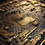 Placeholder: Hyper Realistic Grungy-Golden-Circuit-Board-Background with a proper depth-of-field