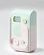 Placeholder: Handheld pocket Time Machine designed by Dieter Rams. Pastel colors.