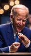 Placeholder: biden putting on make up in studio,bokeh like f/0.8, tilt-shift lens 8k, high detail, smooth render, down-light, unreal engine, prize winning