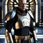 Placeholder: star wars bald male corellian pilot wearing pearlescent black and gunmetal grey First Order special forces heavy assault armor and helmet with gold trim inside the jedi temple, centered portrait, hyperdetailed, dynamic lighting, hyperdetailed background, 8k resolution, volumetric lighting, light skin, fully symmetric details